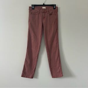 Mother The Rascal Cuff Mid Rise Straight Leg Jeans Rose Mauve Paradise Puff 25